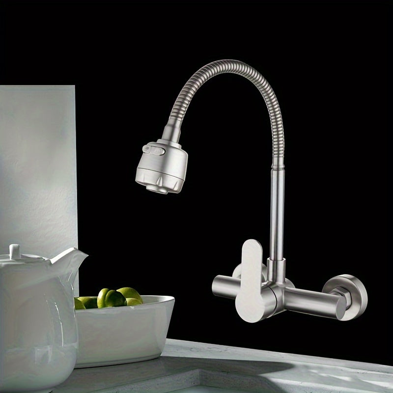 Robinet cuisine mural avec douchette flexible et mitigeur monocommande