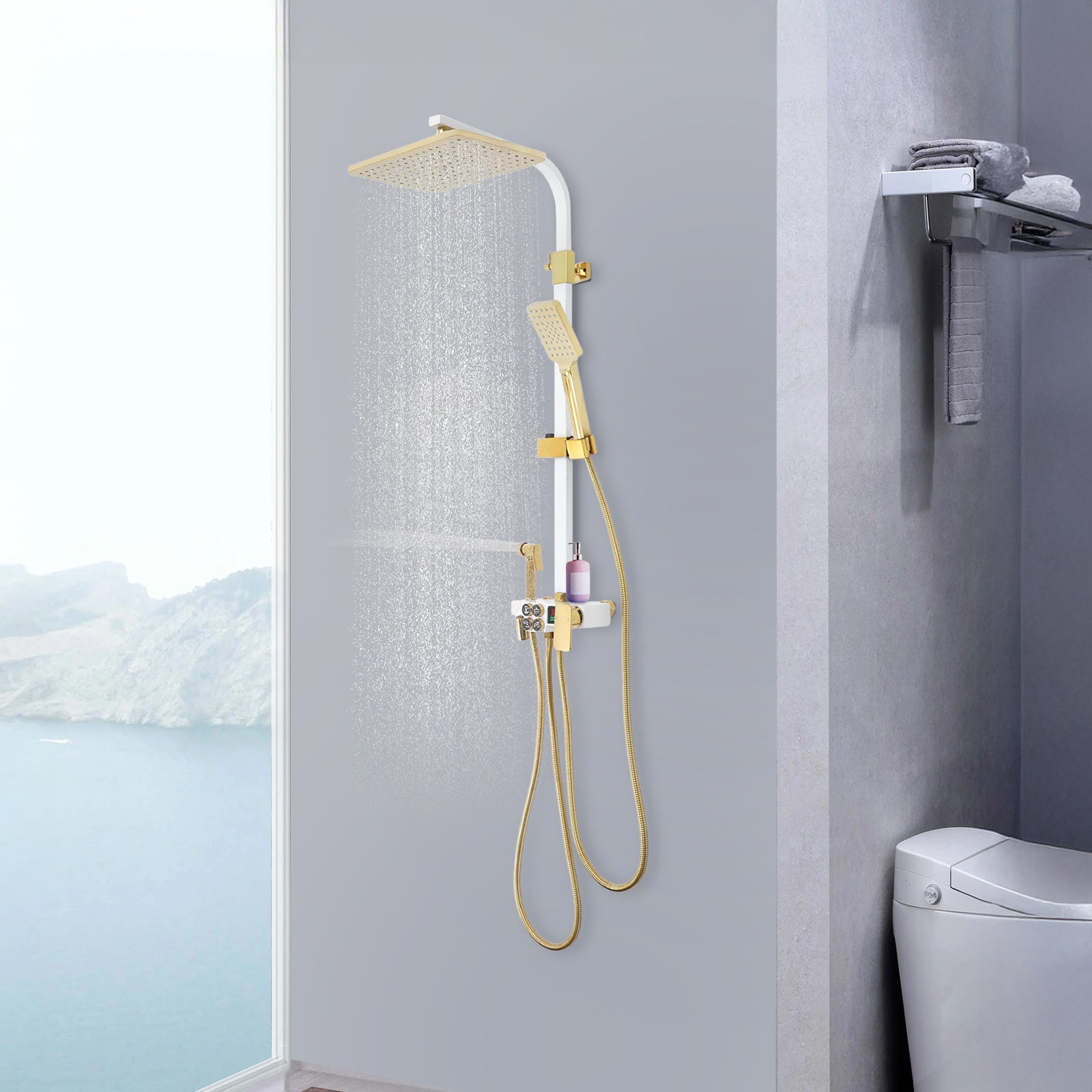 Colonne de douche à bec rotatif en laiton, laiton