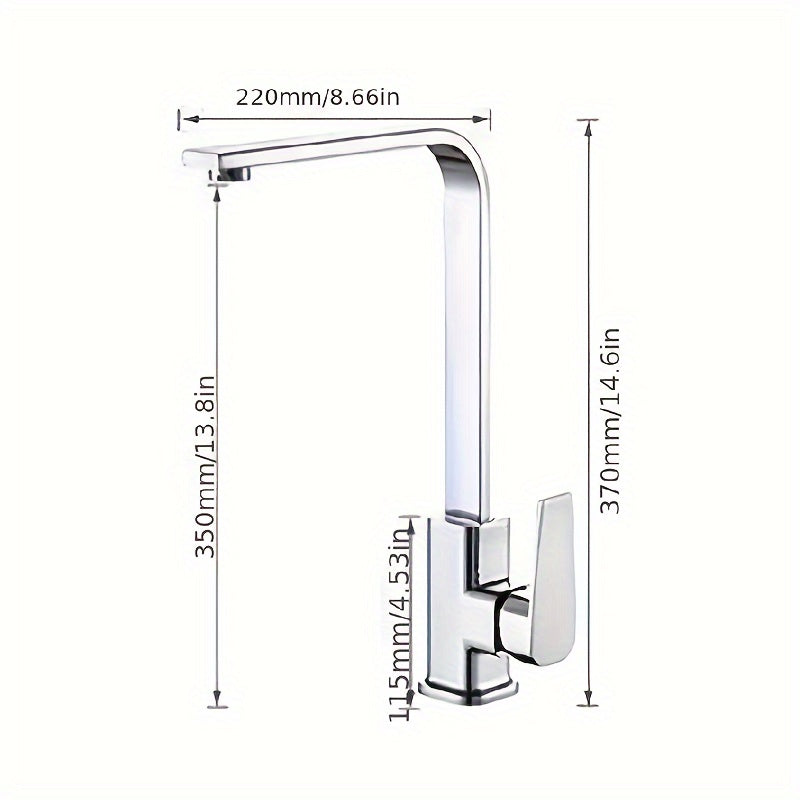 Robinet de cuisine à bec rotatif en acier inoxydable 304, acier inoxydable 304