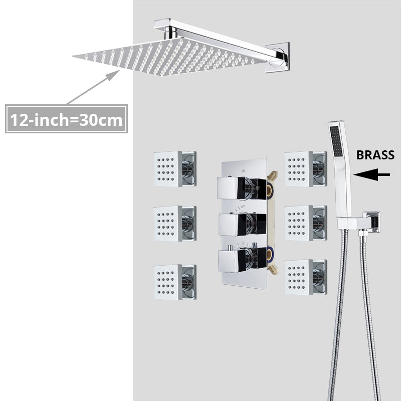 Colonne de douche encastrable complet, chrome