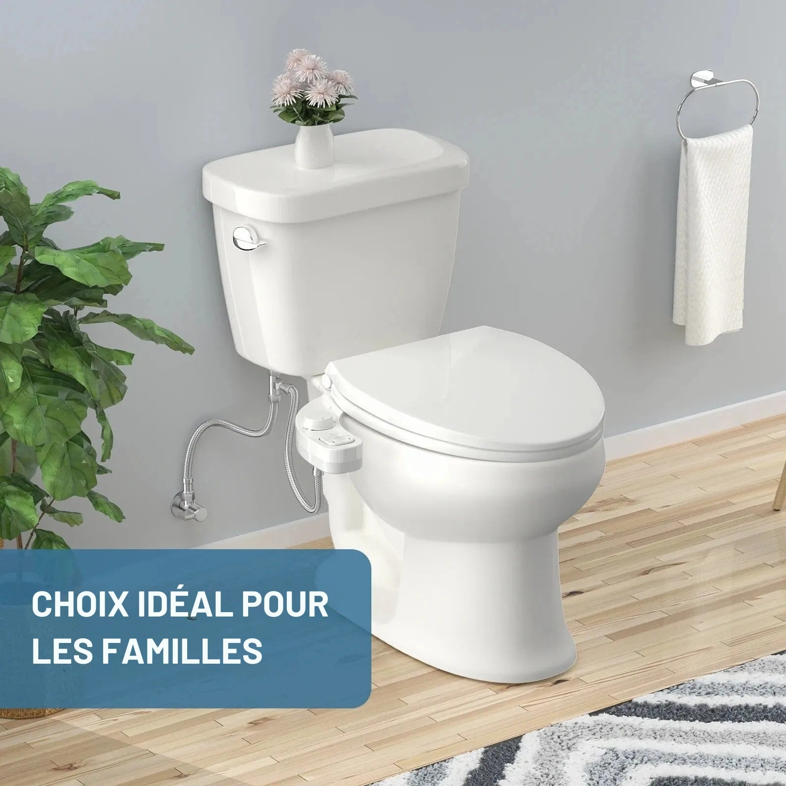 Kit de bidet WC japonais à jet réglable avec double buse et installation universelle