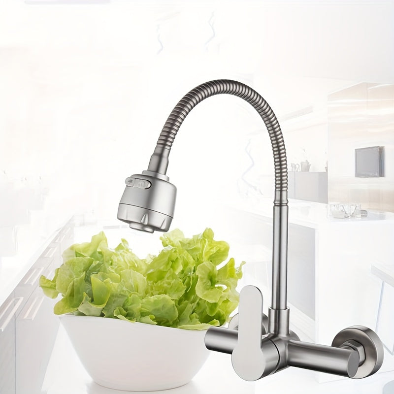 Robinet cuisine mural avec douchette flexible et mitigeur monocommande