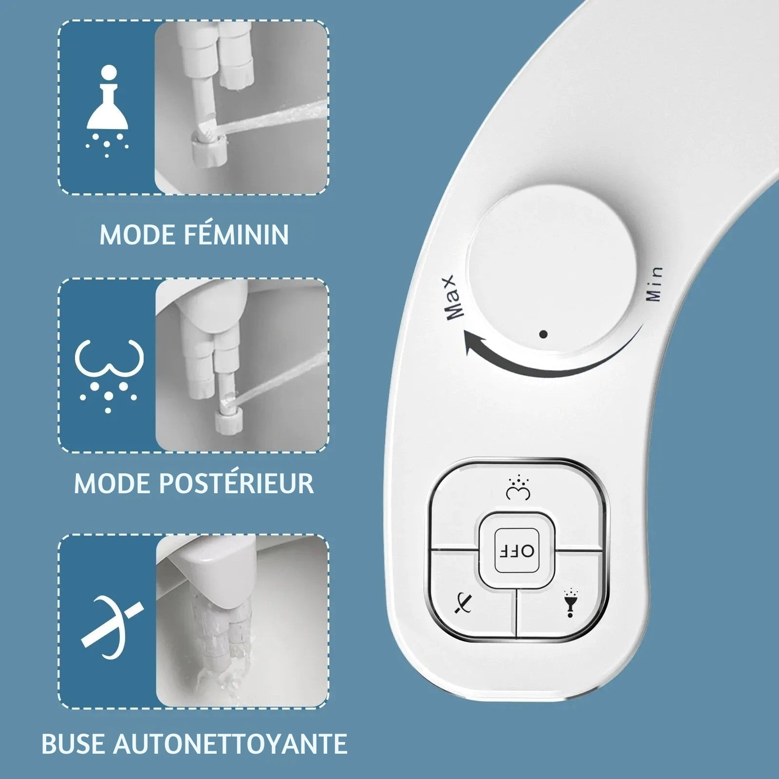 Kit de bidet WC japonais à jet réglable avec double buse et installation universelle