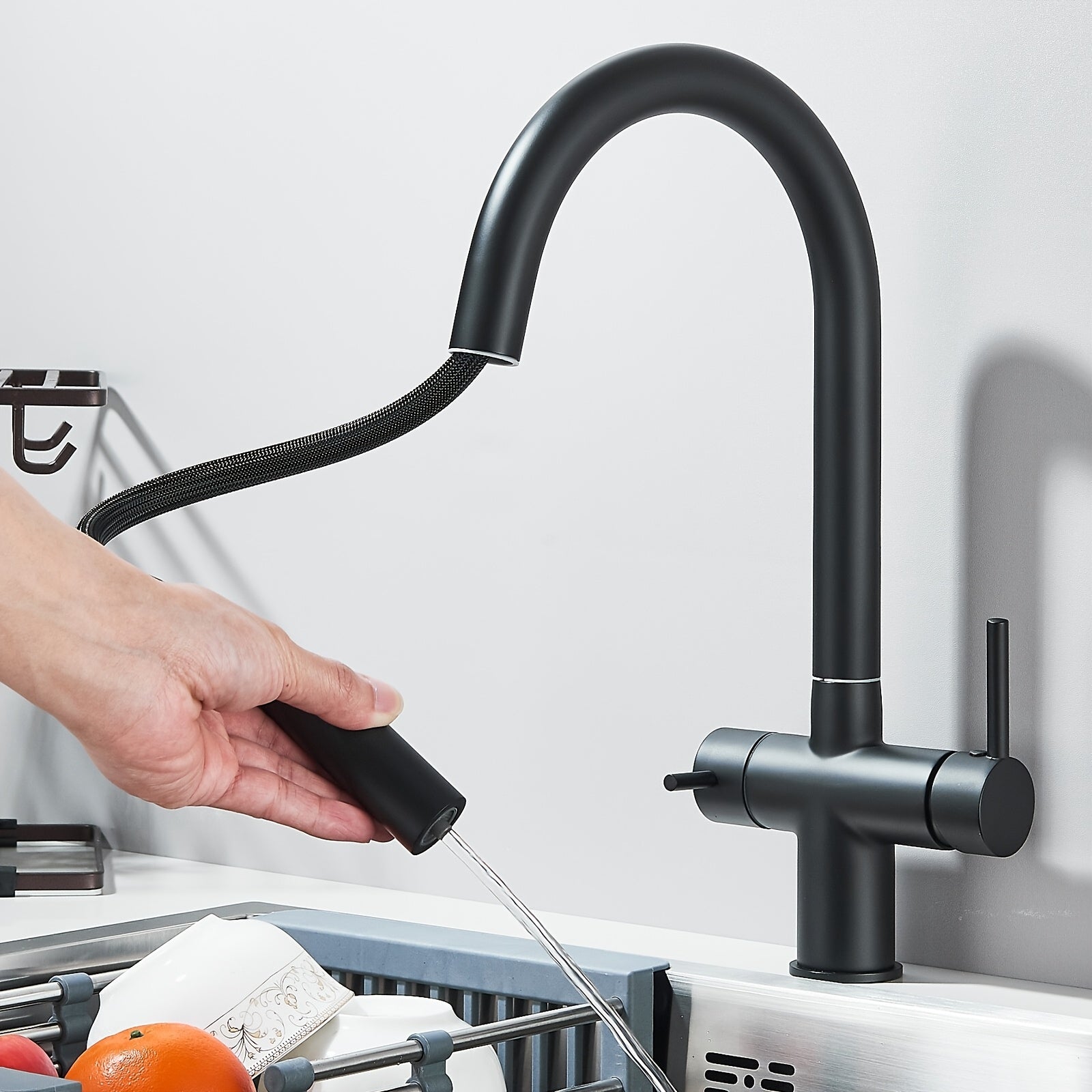 Robinet de cuisine à bec pivotant en acier inoxydable 304, acier inoxydable 304