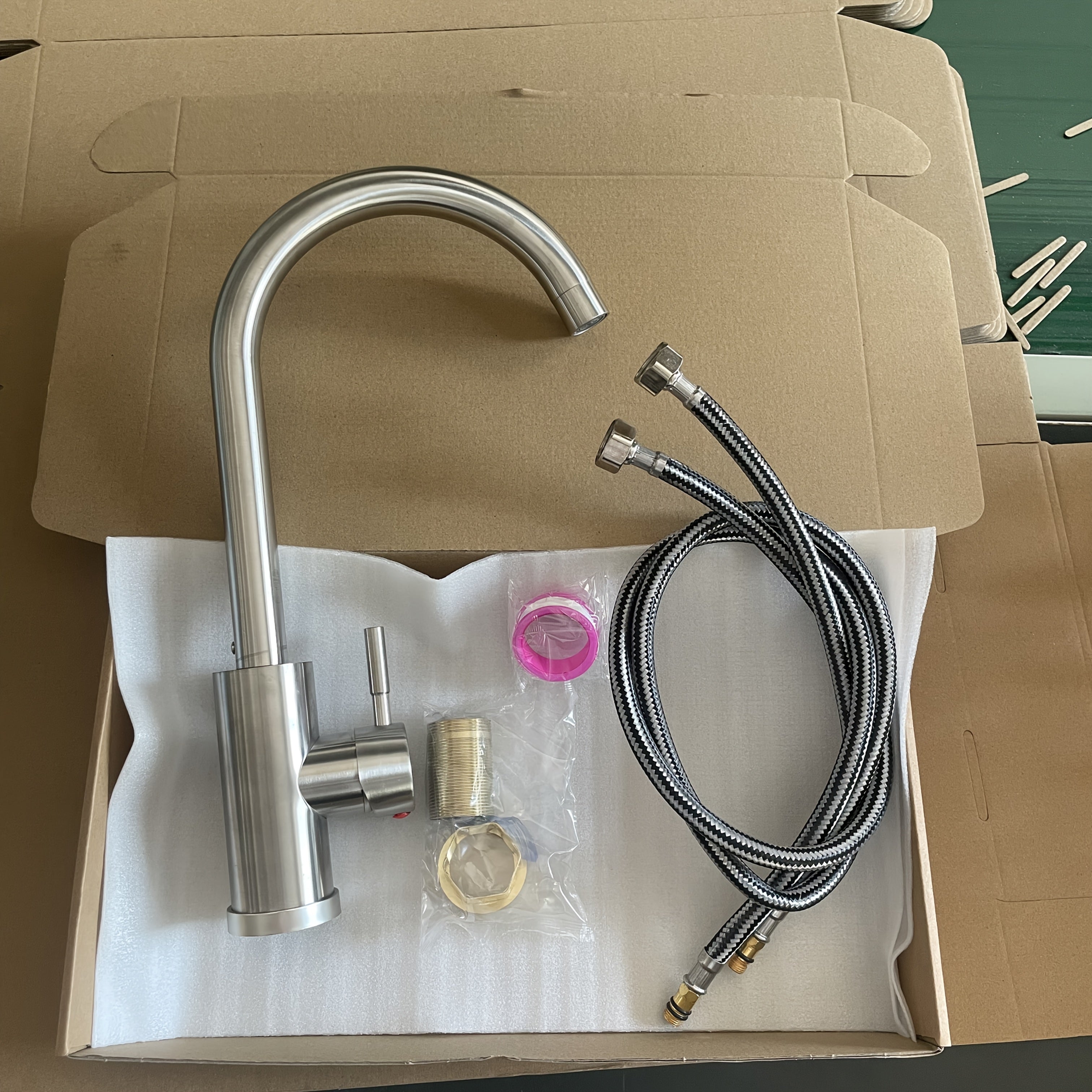 Robinet de cuisine à bec rotatif en acier inoxydable 304, acier inoxydable 304