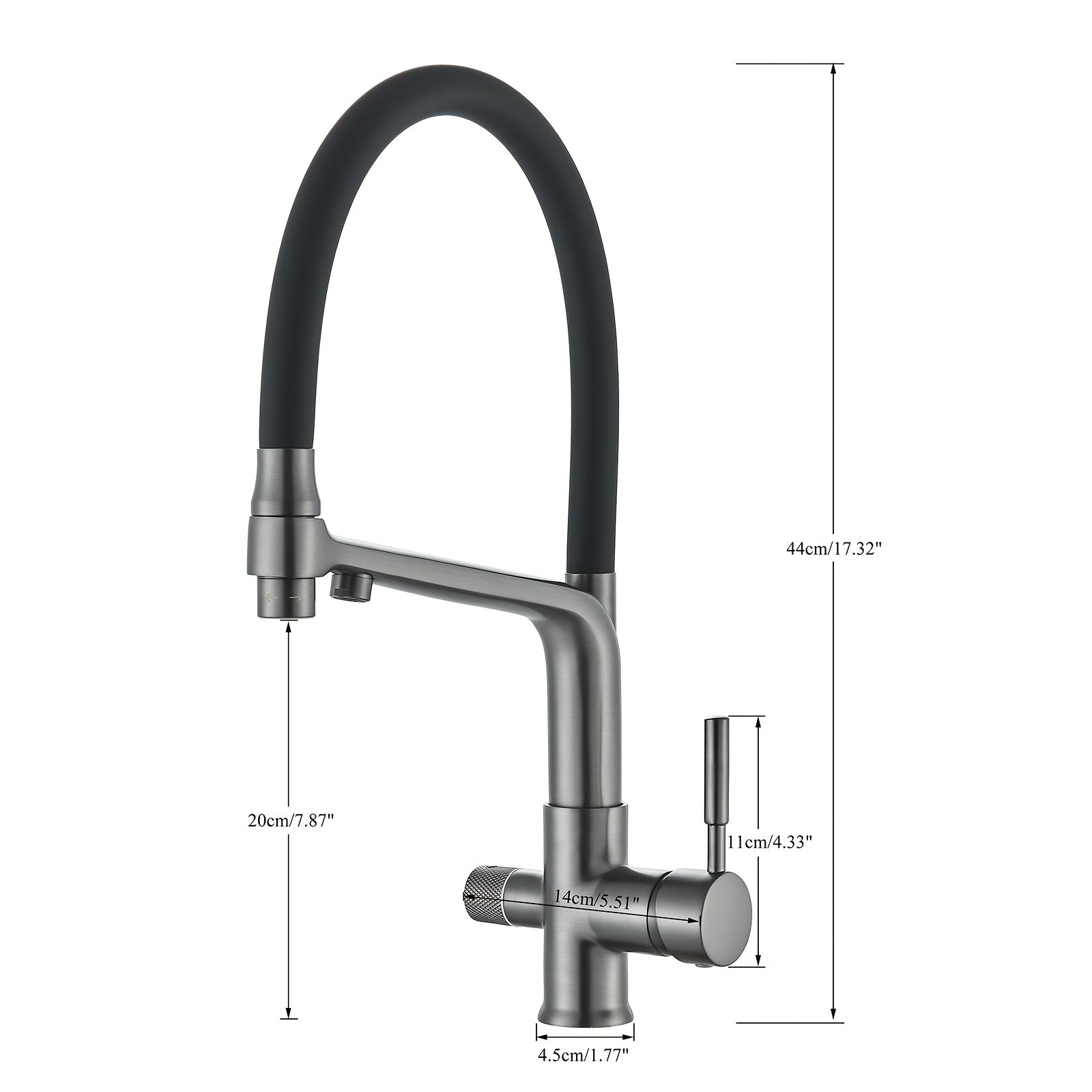 Robinet de cuisine à bec rotatif en acier inoxydable, acier inoxydable