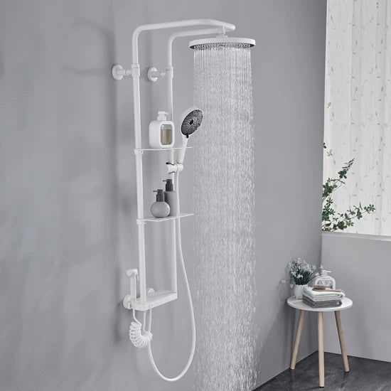 Colonne de douche encastrable thermostatique, blanc