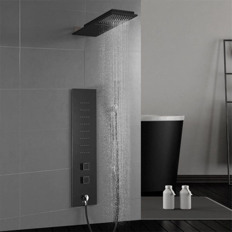 Colonne de douche encastrable en acier inoxydable, noir