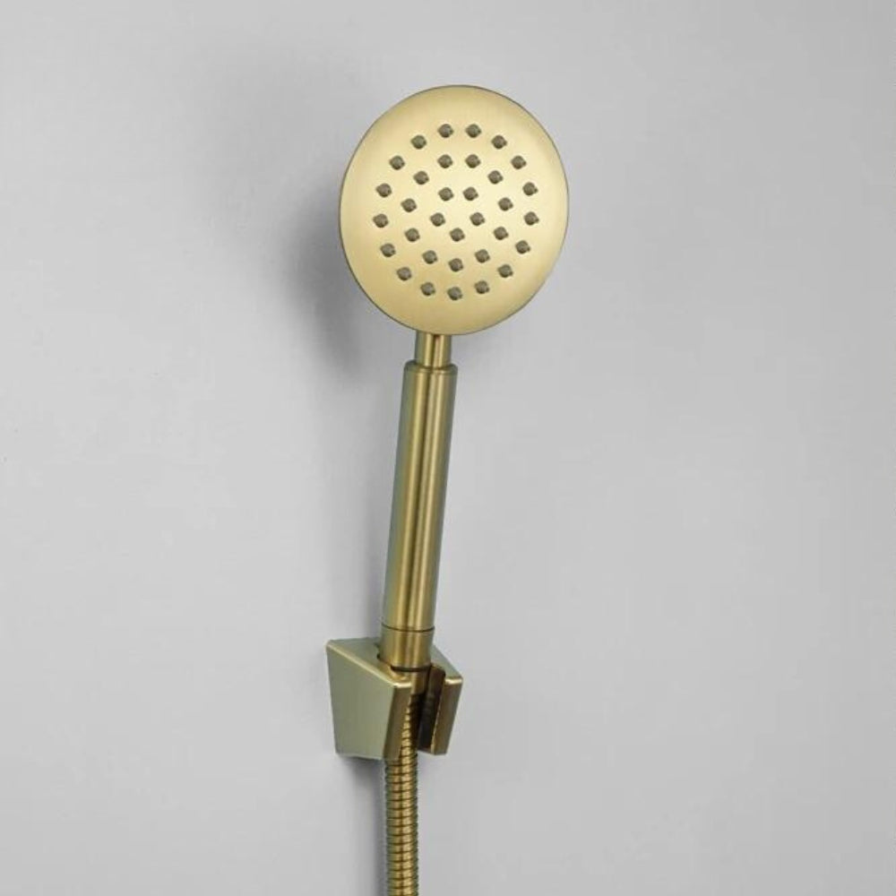 Pommeau de Douche Haute Pression Or - Ikon Rond sur support mural