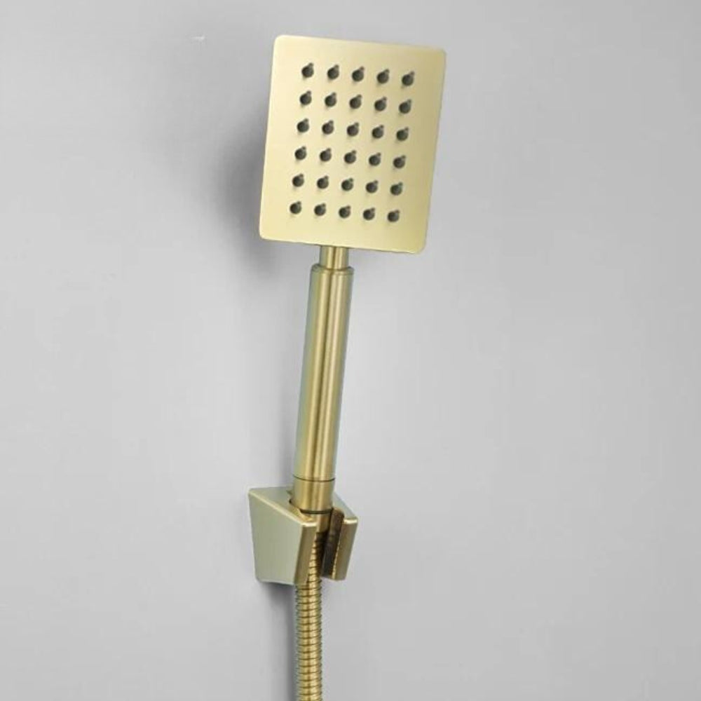 Pommeau de Douche Haute Pression Or - Lunar sur support mural