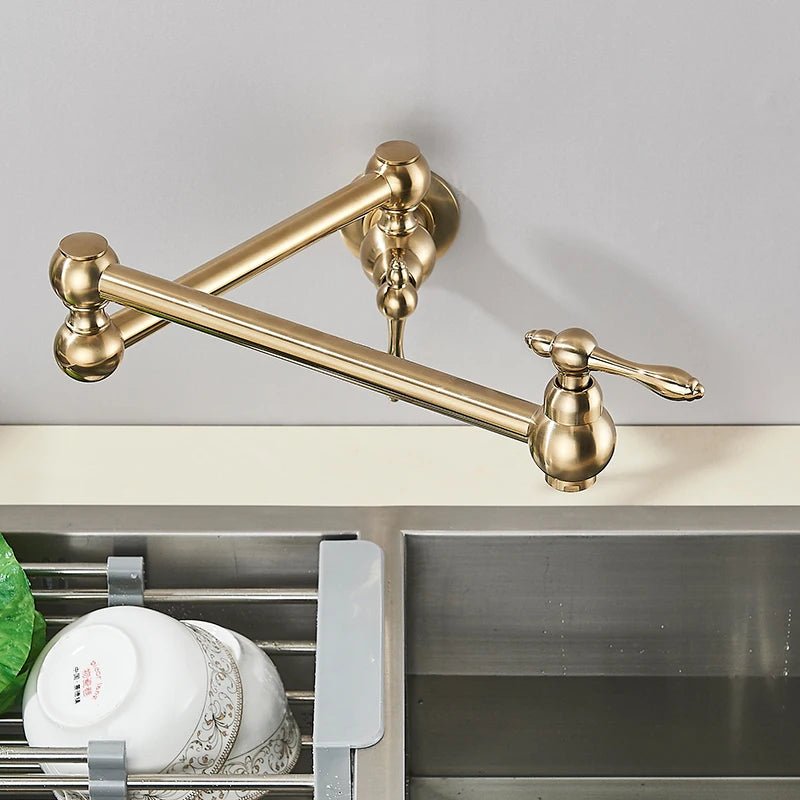 Robinet de cuisine rabattable en laiton, pose monotrou
