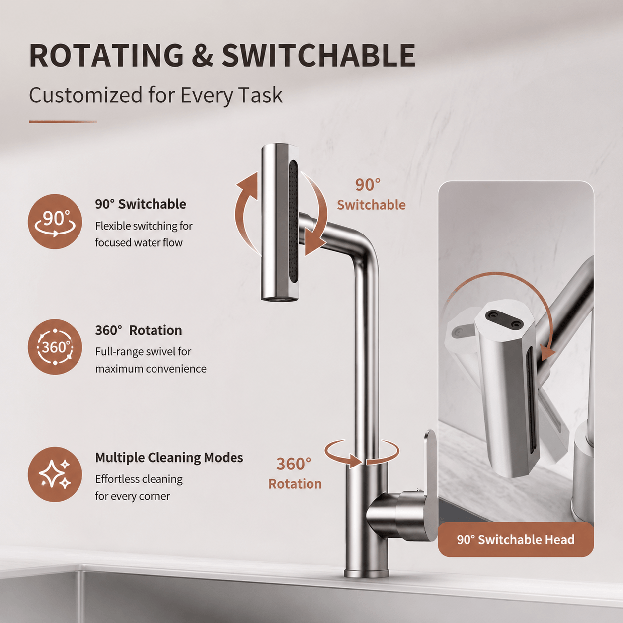Robinet de cuisine économique en acier inoxydable 304, acier inoxydable 304