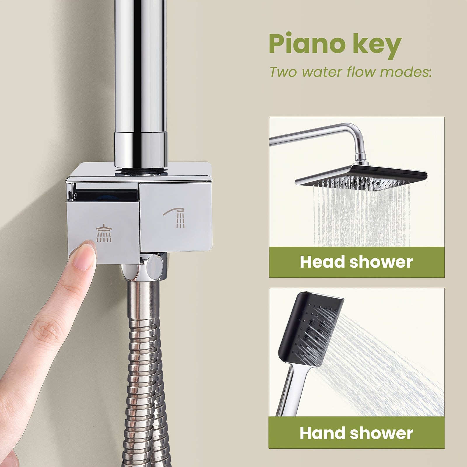 Colonne de douche à touches piano sans robinetterie, chromée — vue 9