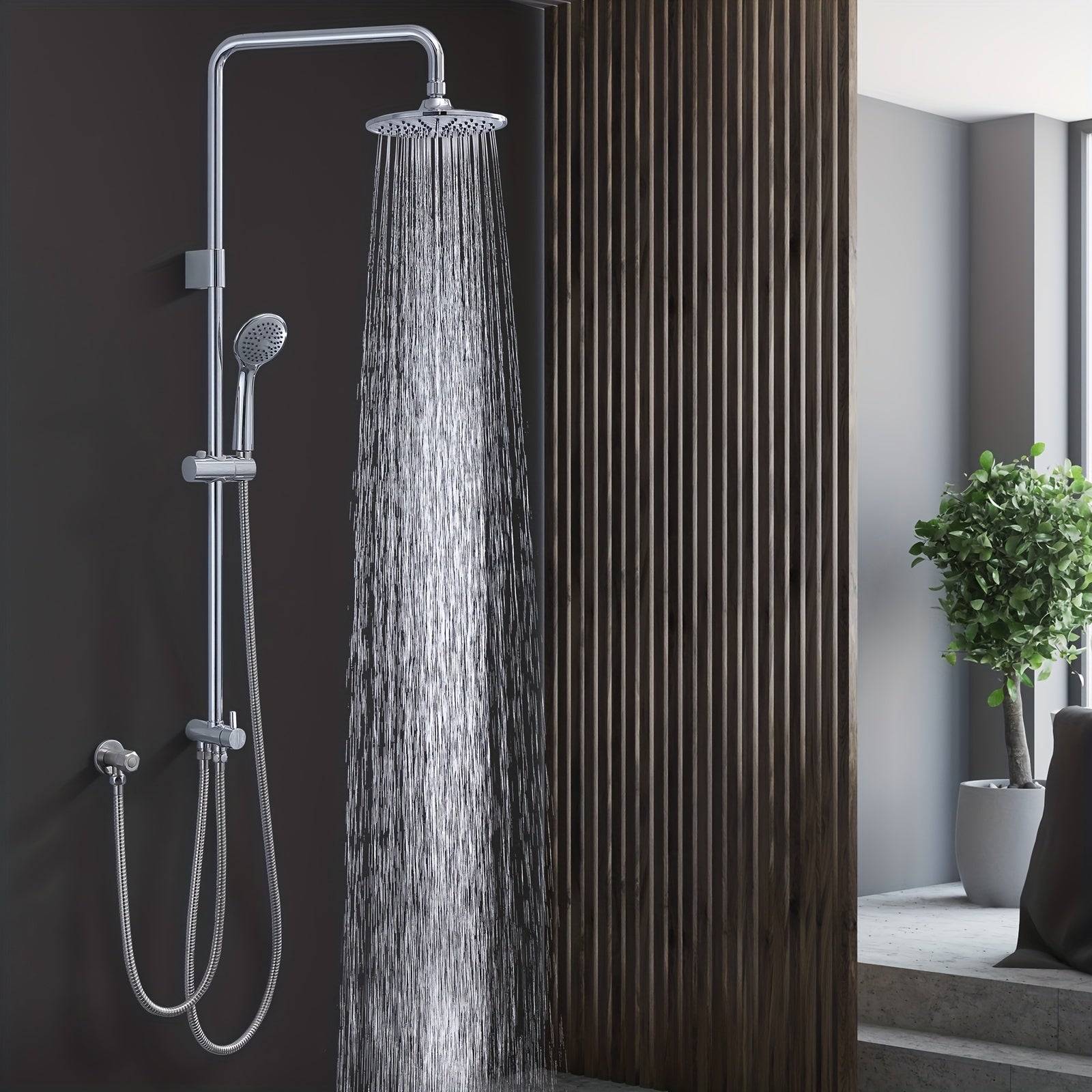 Colonne de douche chromée sans robinetterie à inverseur rotatif — vue 5