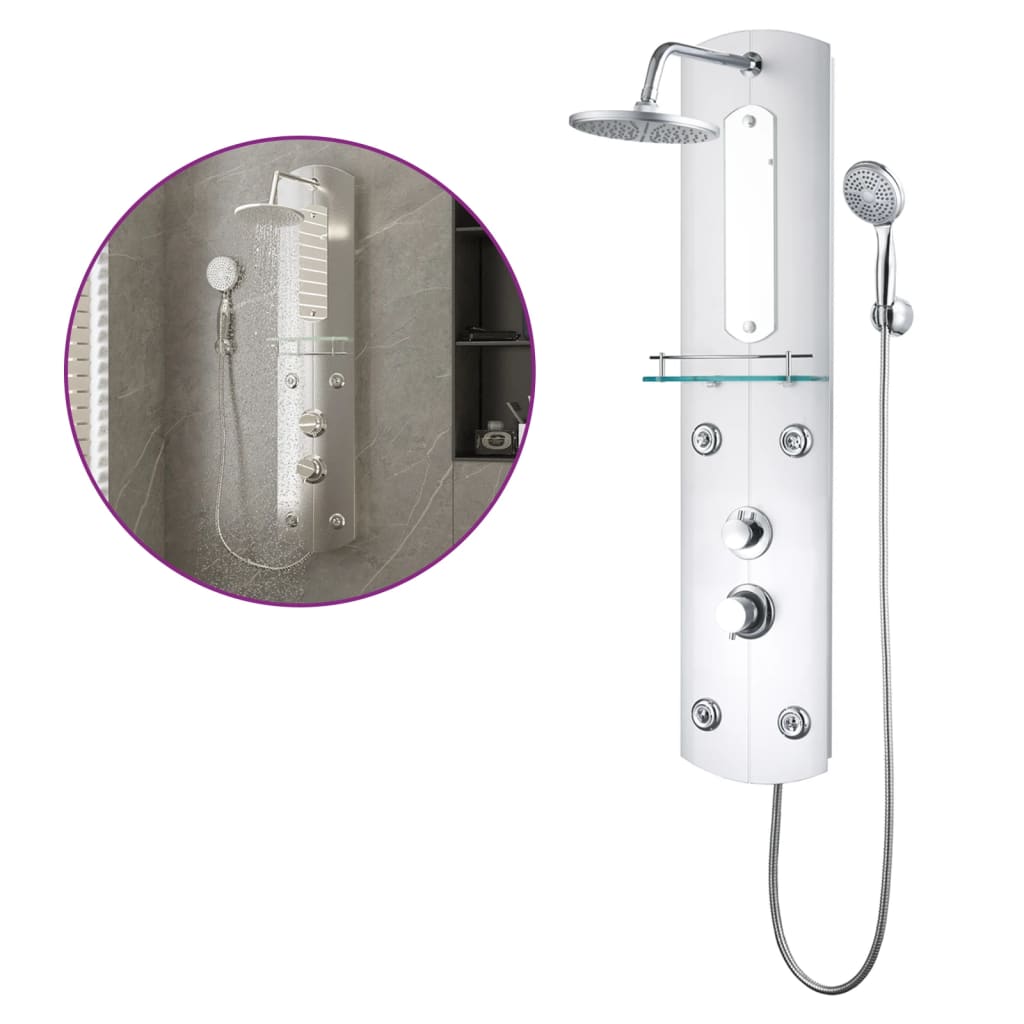 Colonne de douche hydromassante 4 jets avec tablette en verre