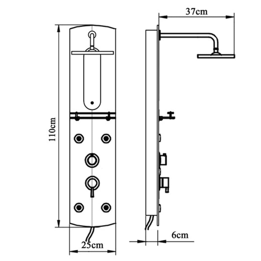 Colonne de douche hydromassante 4 jets avec tablette en verre — vue 3