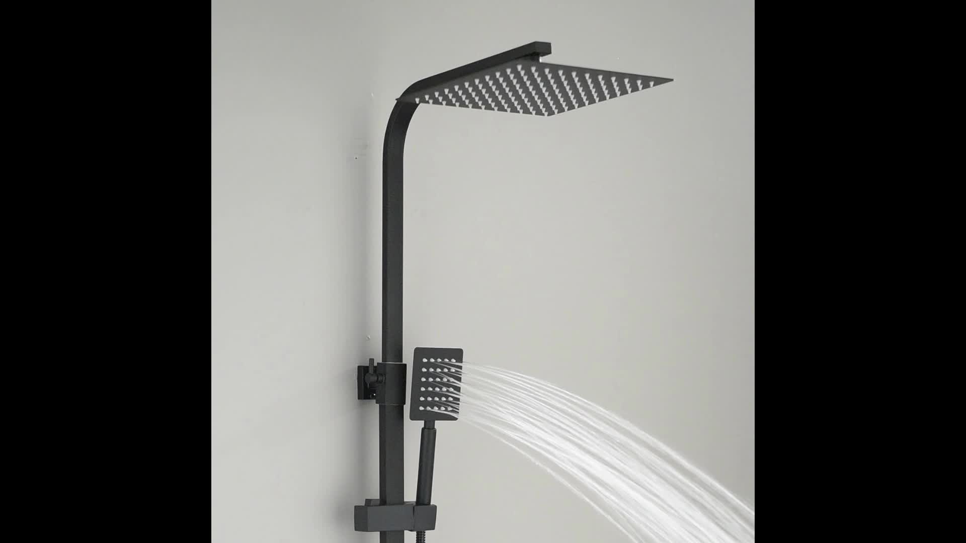 Colonne de douche noire thermostatique avec ciel de pluie 30 x 20 cm — vue 11