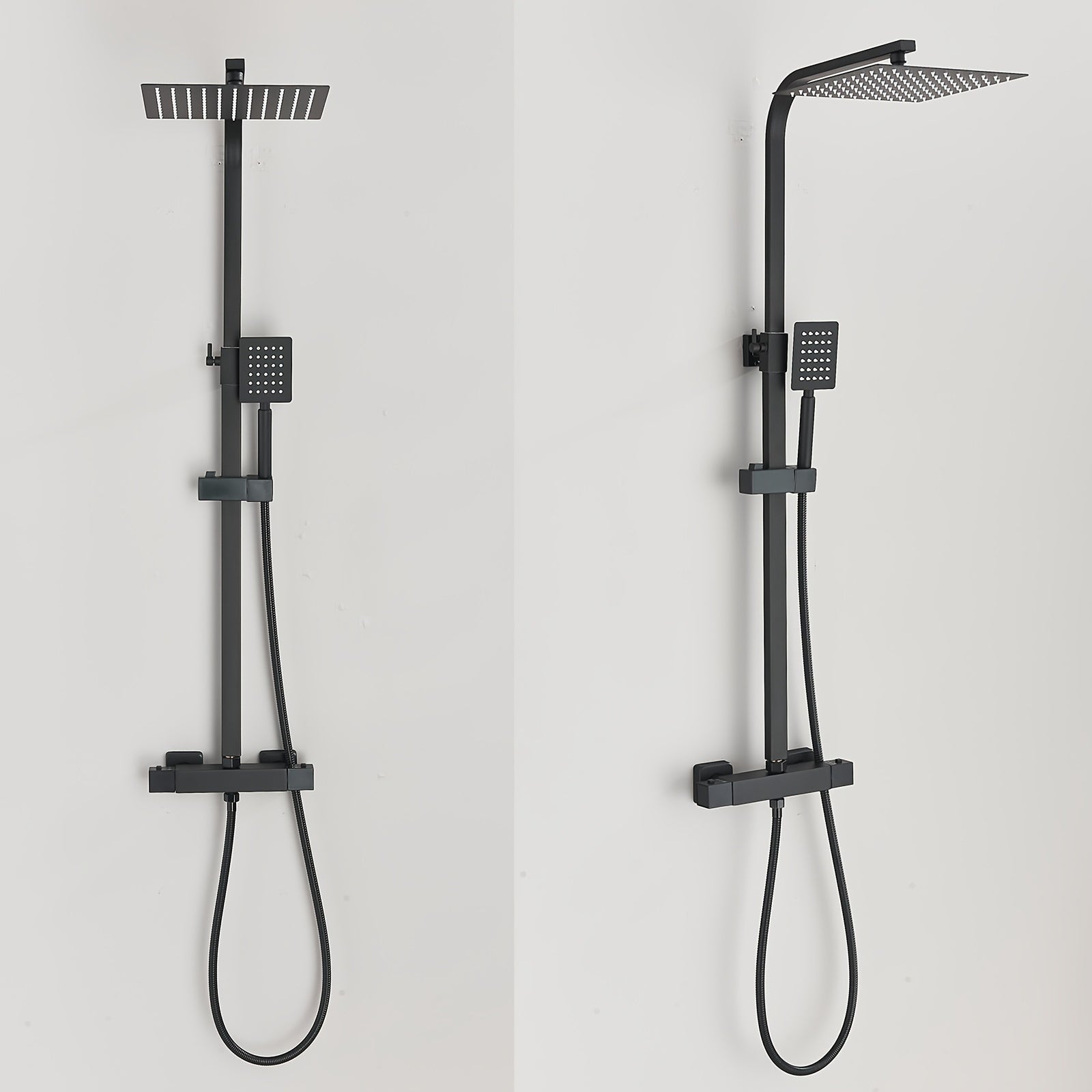 Colonne de douche noire thermostatique avec ciel de pluie 30 x 20 cm — vue 5