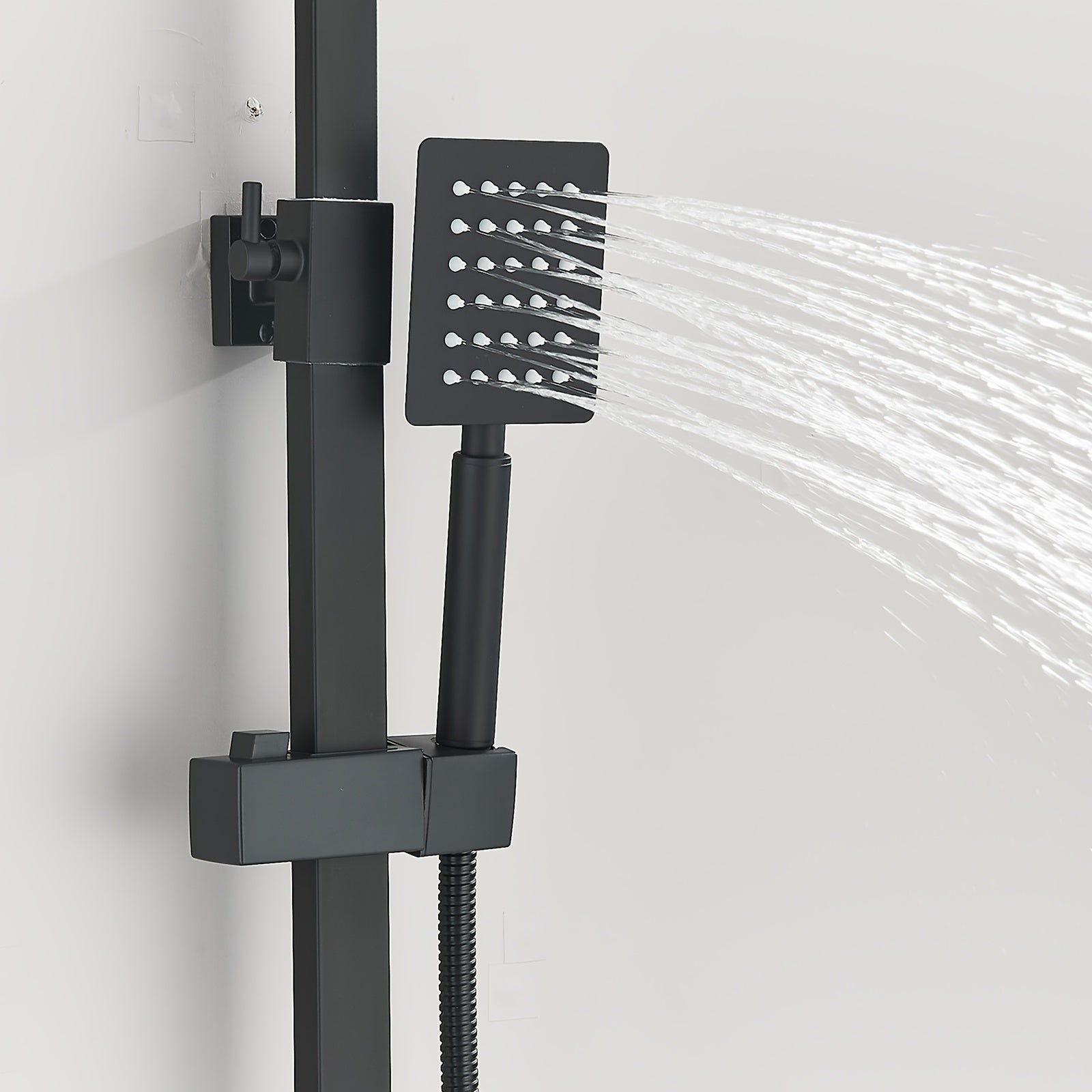 Colonne de douche noire thermostatique avec ciel de pluie 30 x 20 cm — vue 8