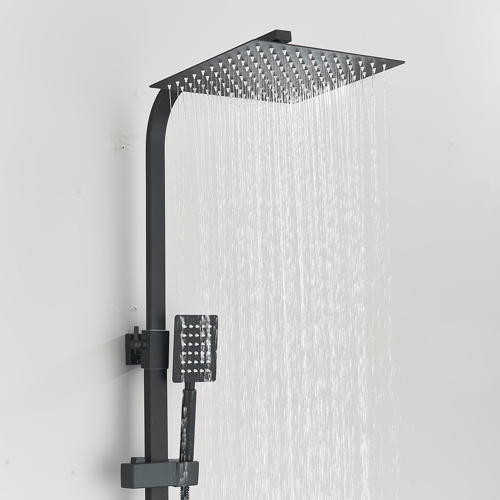 Colonne de douche noire thermostatique avec ciel de pluie 30 x 20 cm — vue 9