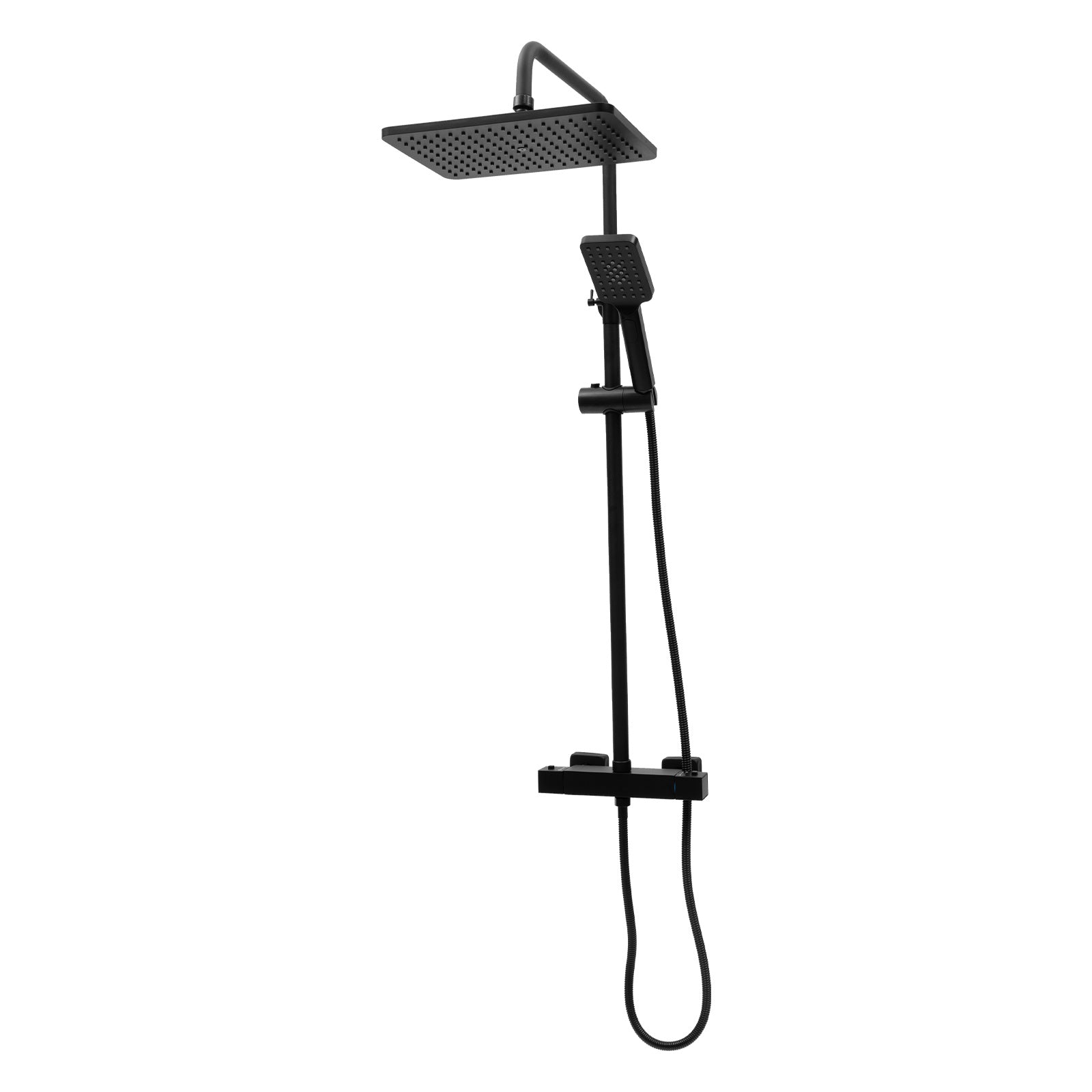 Colonne de douche noire thermostatique avec ciel de pluie carré 30 cm — vue 11