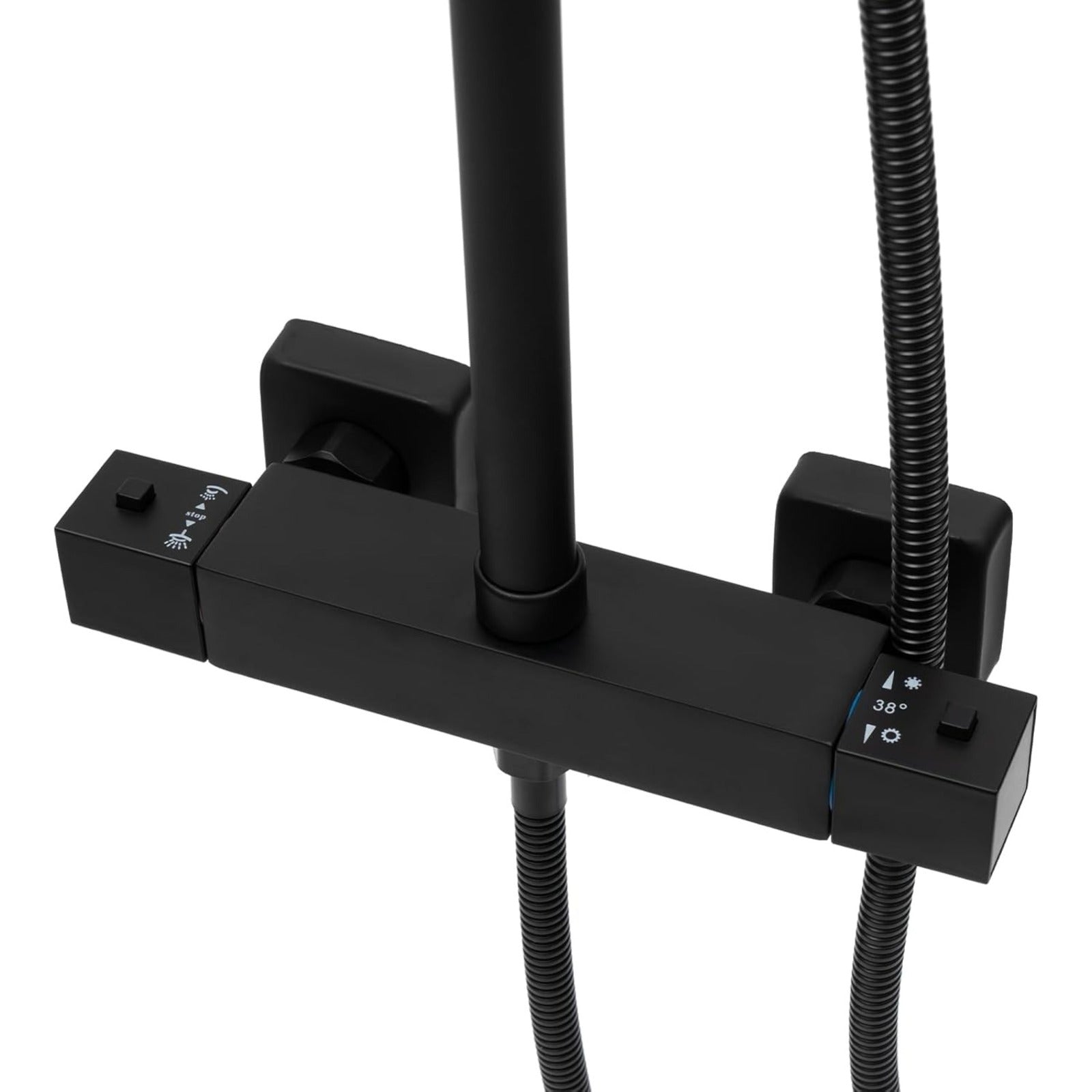 Colonne de douche noire thermostatique avec tablette de 27 cm — vue 9