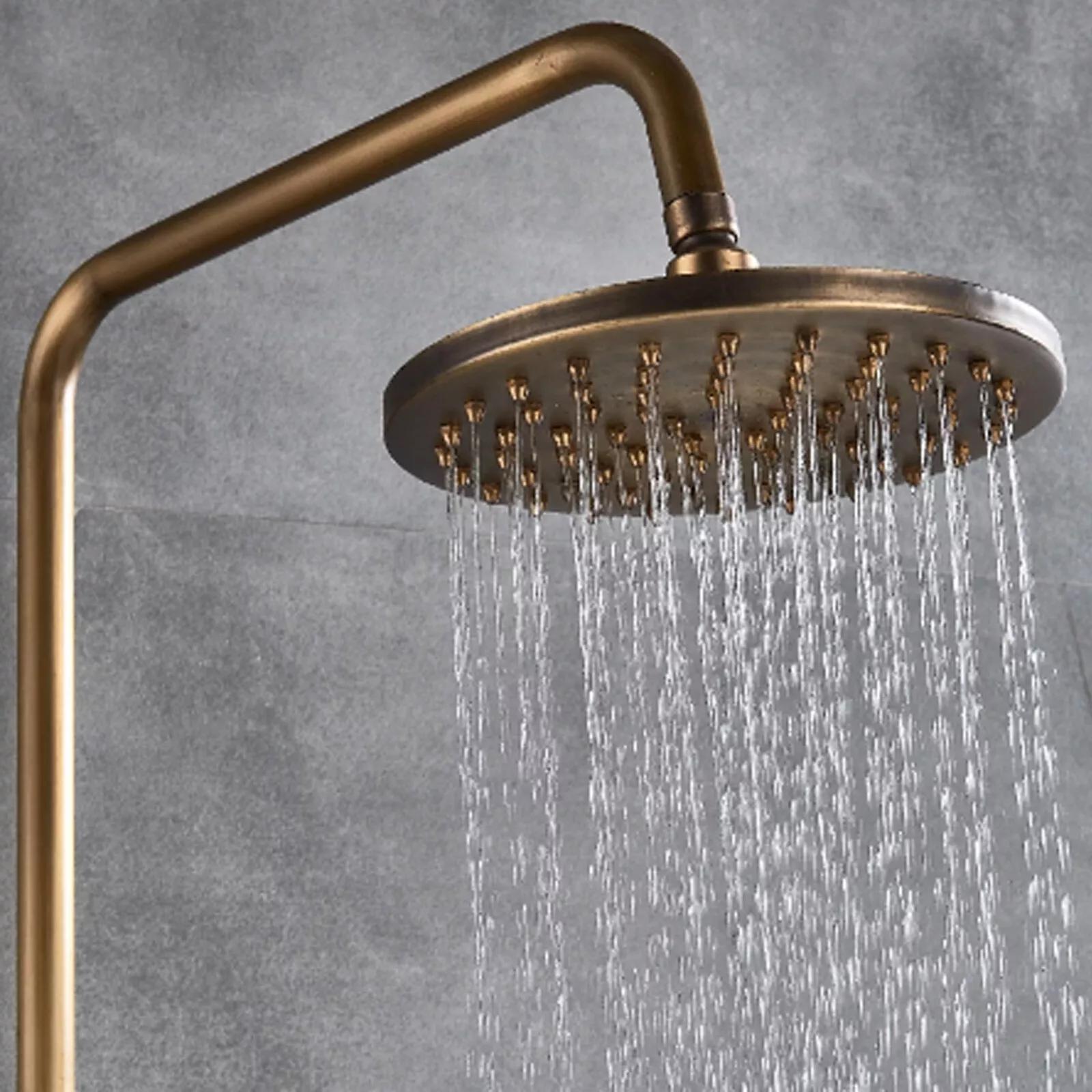 Colonne de douche rétro en laiton vieilli avec tablette et douchette — vue 6