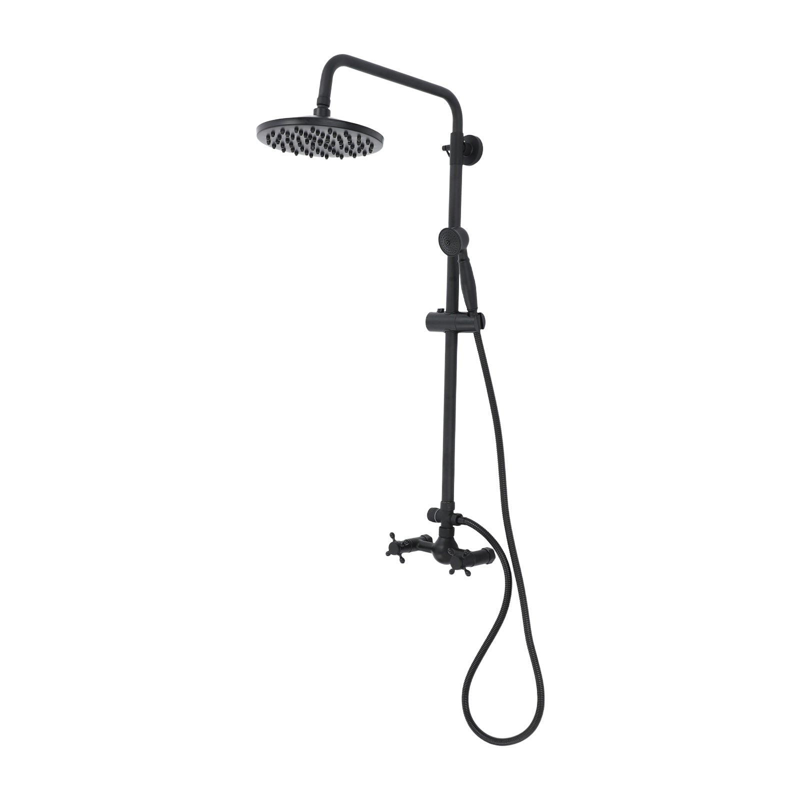 Colonne de douche rétro noire en laiton avec ciel de pluie 20 cm — vue 6