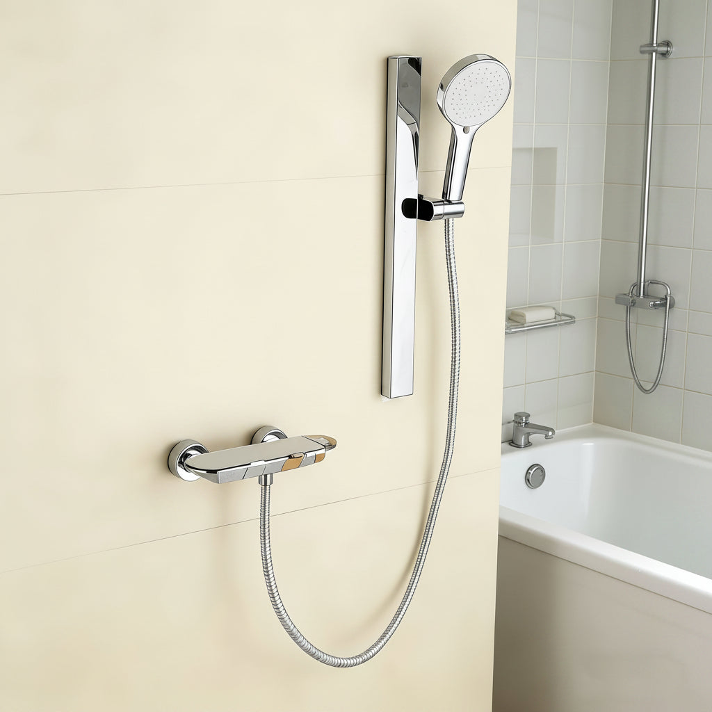 Colonne de douche thermostatique avec tablette extra-large et douchette — vue 12
