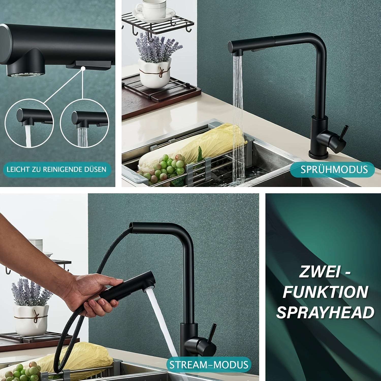 Robinet de cuisine à bec rotatif en acier inoxydable 304, raccord 1/2