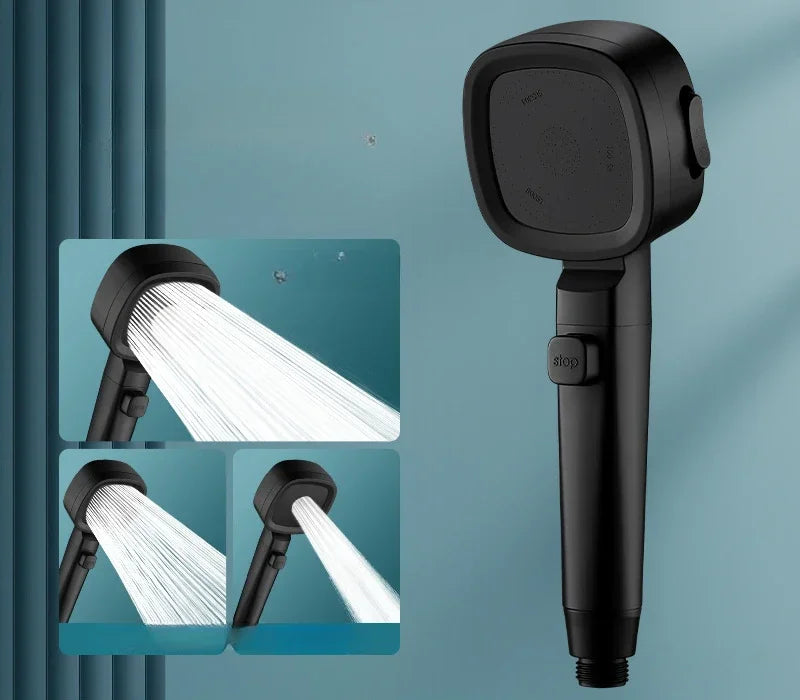 Douchette de douche 3 modes avec bouton d'arrêt et cartouche filtrante — Noire
