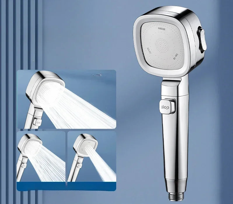 Douchette de douche 3 modes avec bouton d'arrêt et cartouche filtrante — Chromée