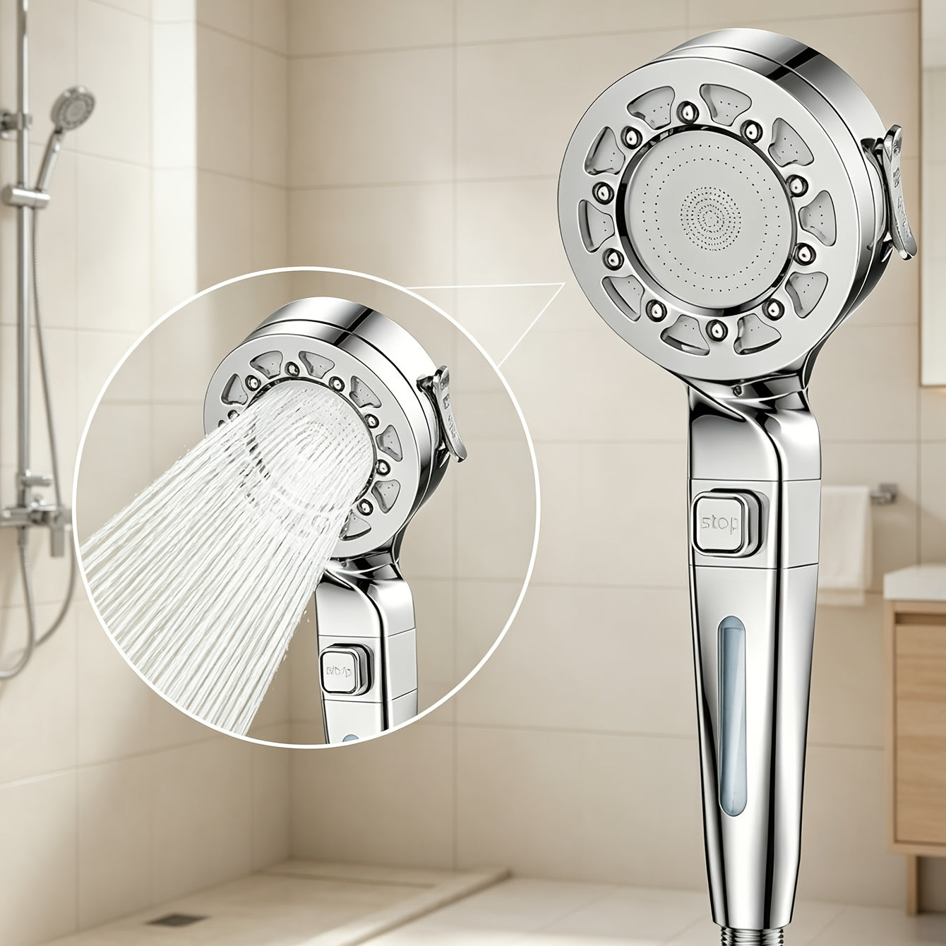 Douchette de douche 4 jets avec filtre et bouton d'arrêt — vue 5
