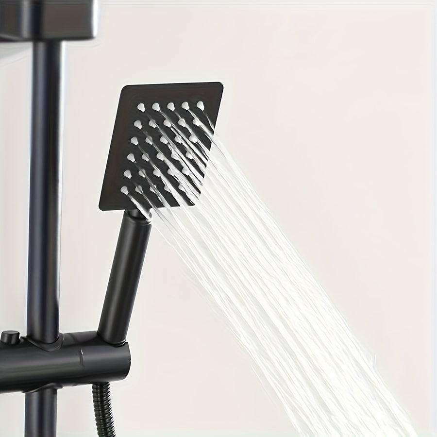 Douchette de douche carrée en inox, chromée ou noire — vue 5