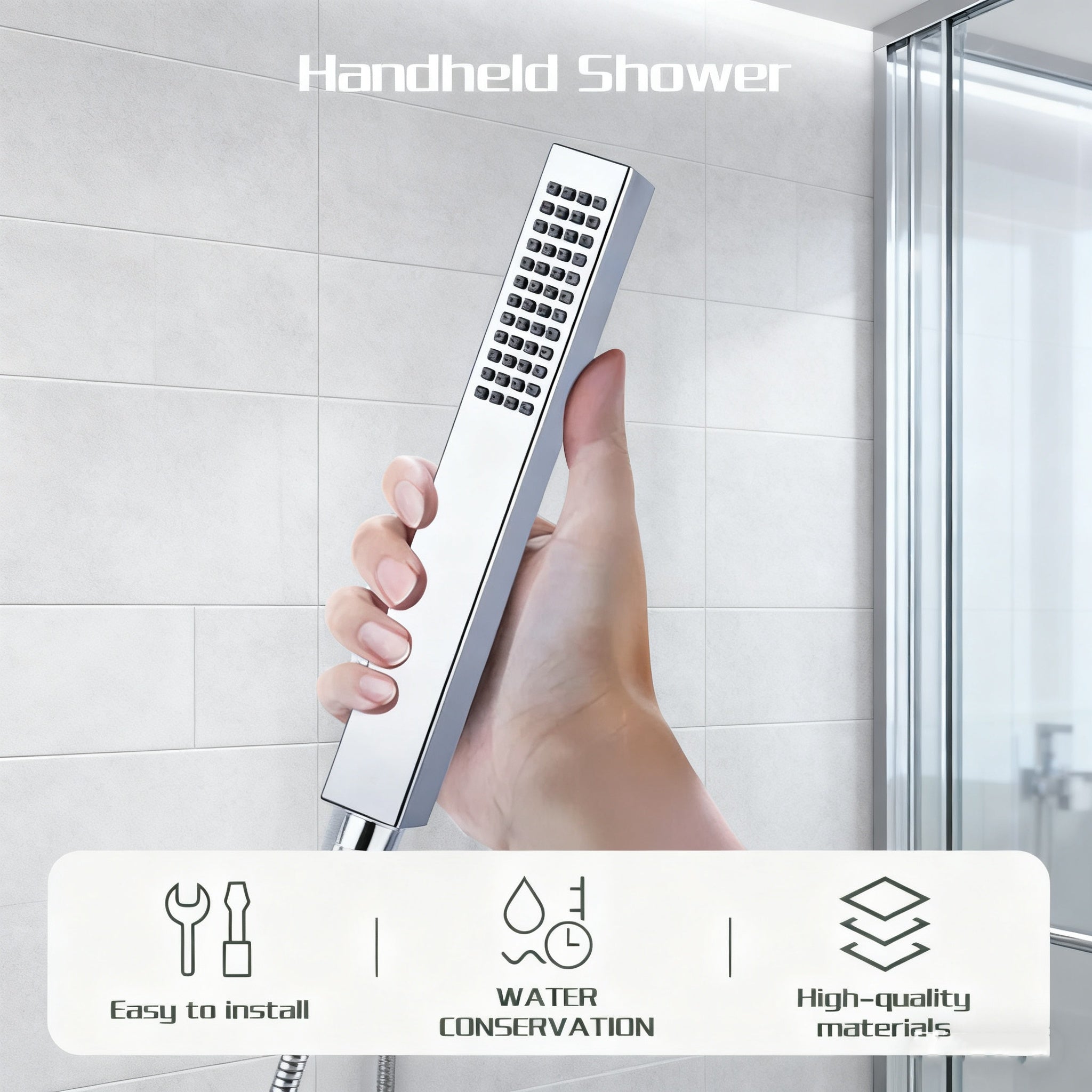 Douchette de douche carrée haute pression au format stylo