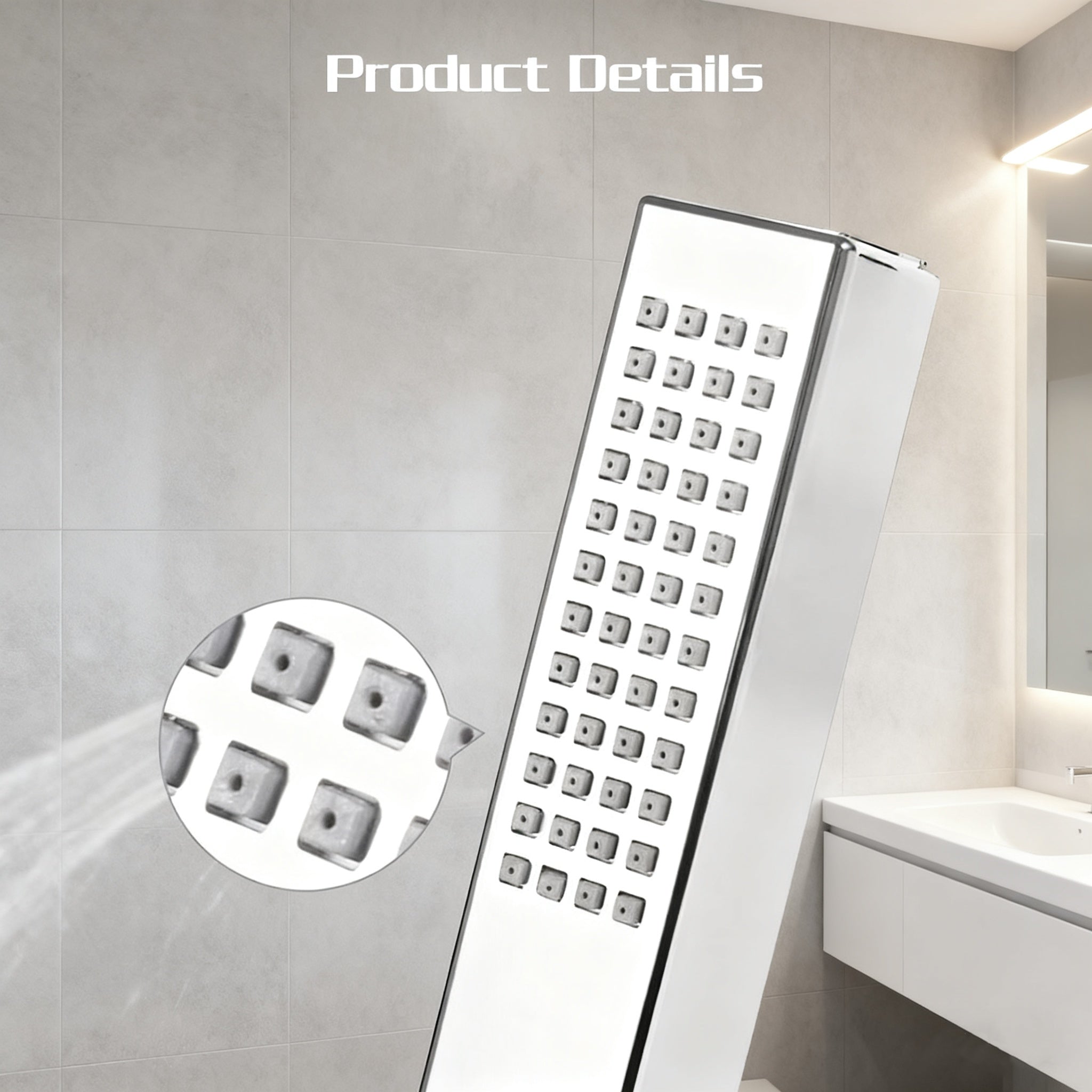 Douchette de douche carrée haute pression au format stylo — vue 3