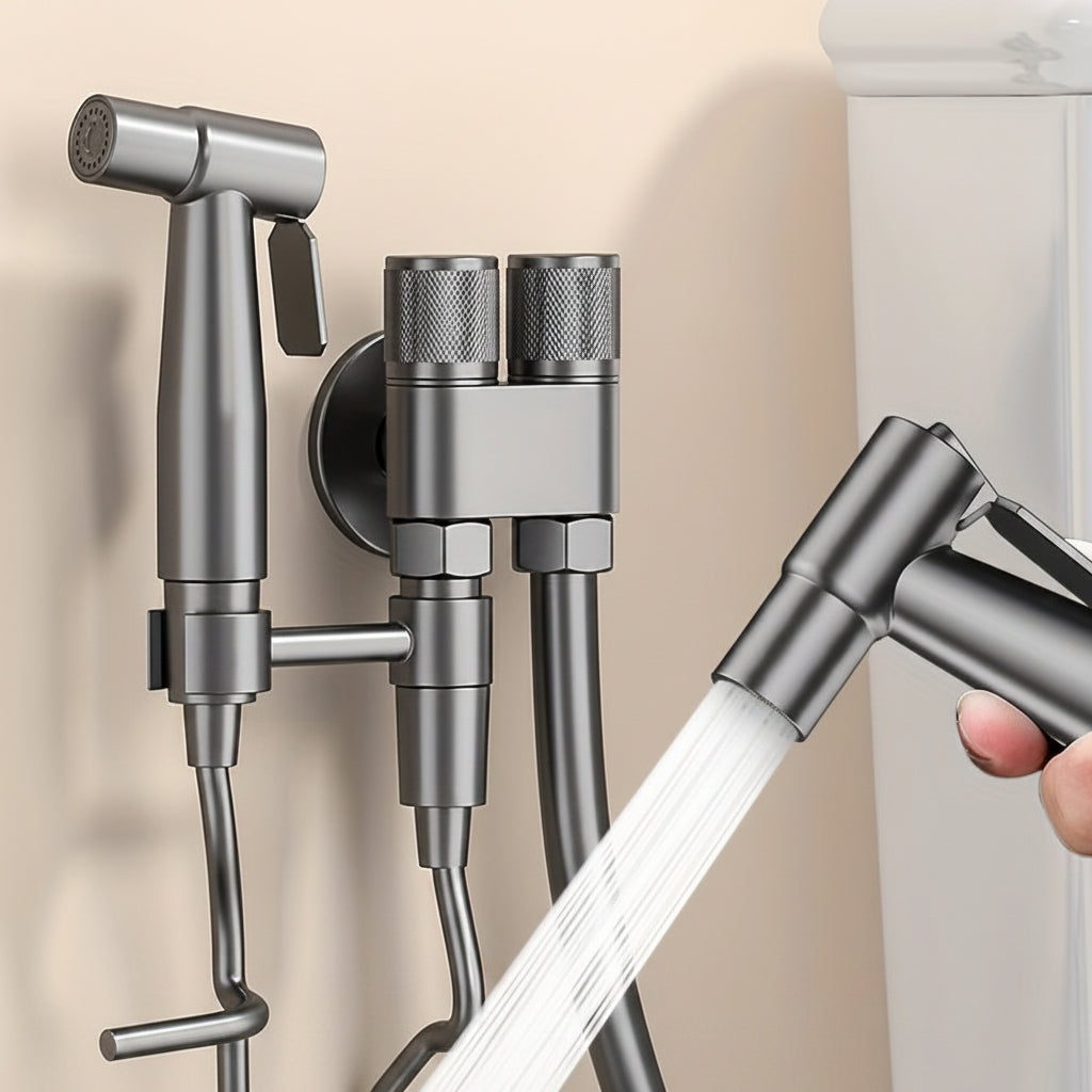 Douchette hygiénique WC avec support sans perçage et flexible télescopique — vue 23