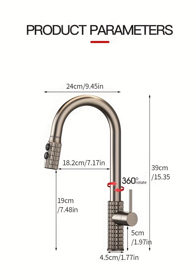 Robinet de cuisine à bec rotatif en laiton, laiton