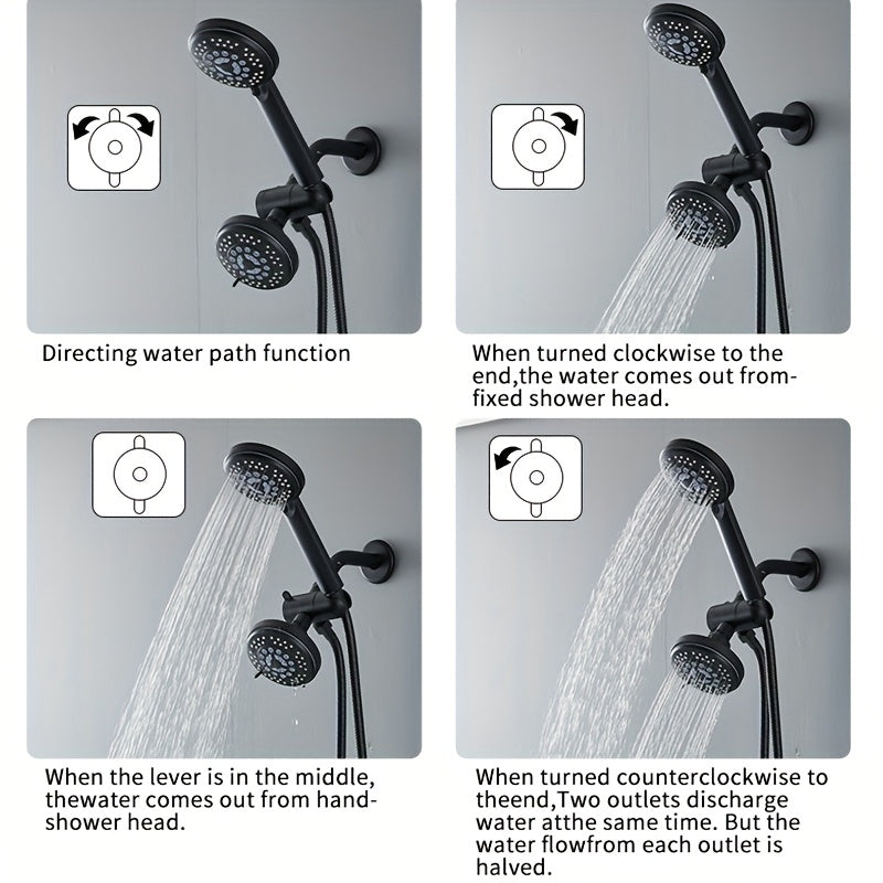 Ensemble de douche deux têtes avec inverseur 3 voies et flexible de 1,47 m — vue 5