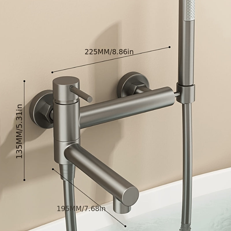 Mitigeur bain-douche mural avec douchette et bec de 20 cm — vue 4