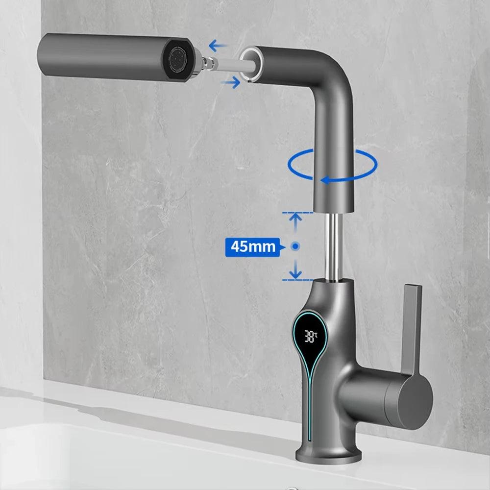 Mitigeur de lavabo cascade avec affichage digital de température — vue 8