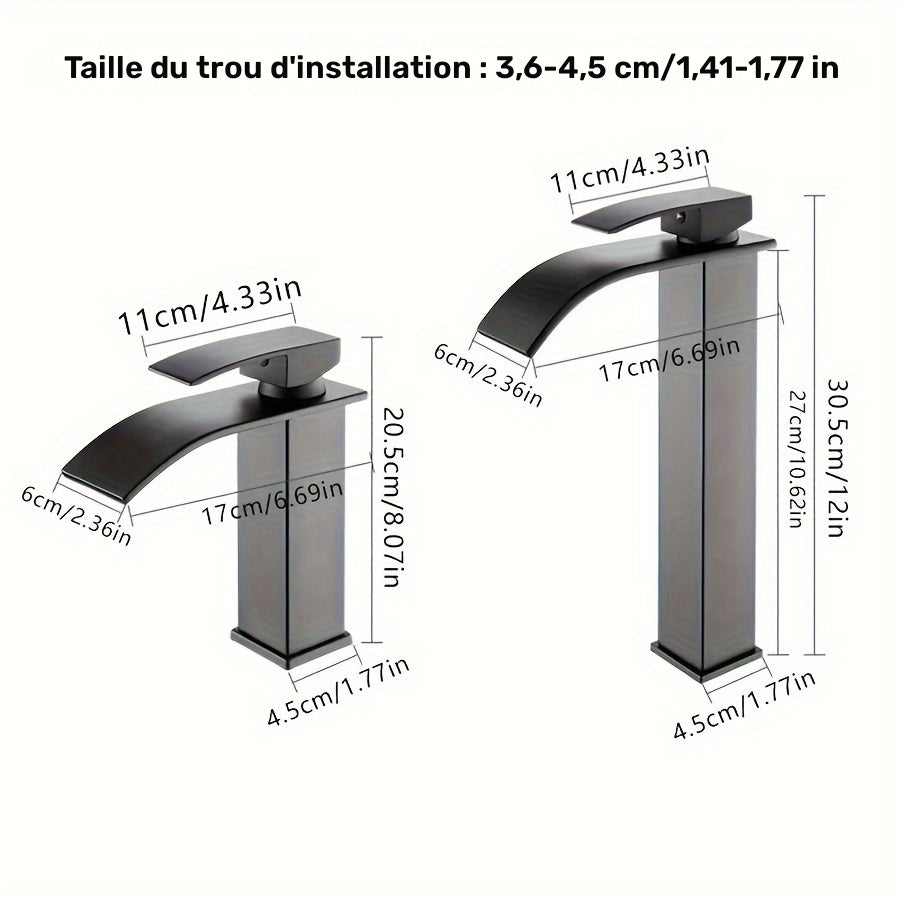 Mitigeur de lavabo cascade carré au bec incurvé — vue 11