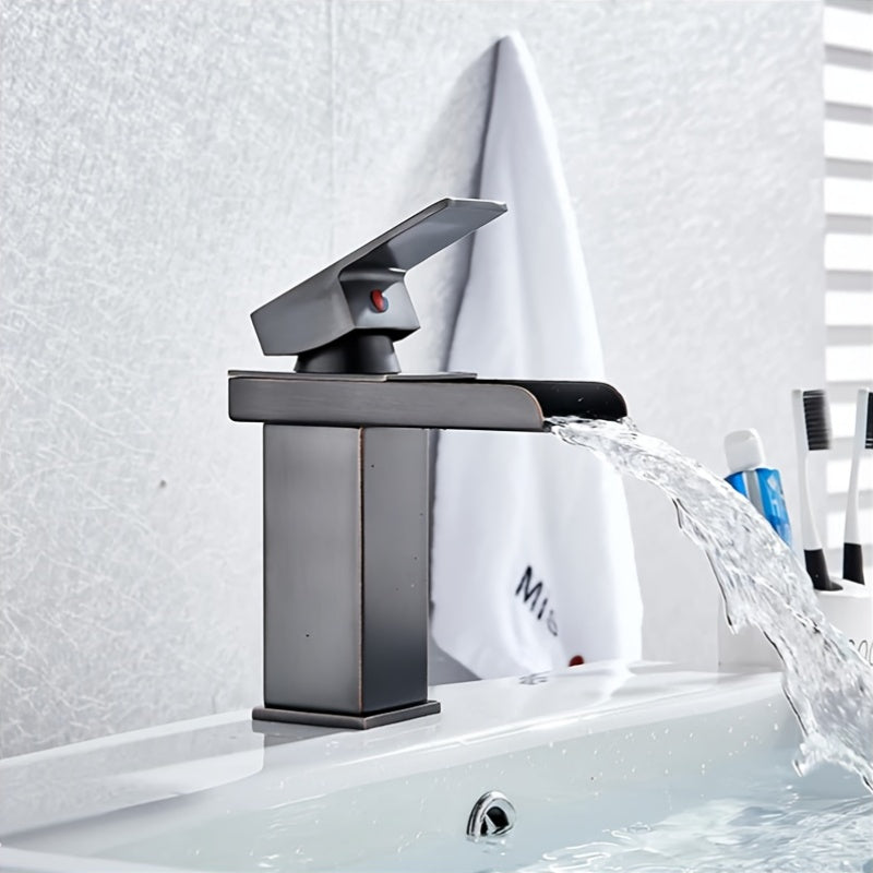 Mitigeur de lavabo cascade carré chromé ou noir mat — vue 9