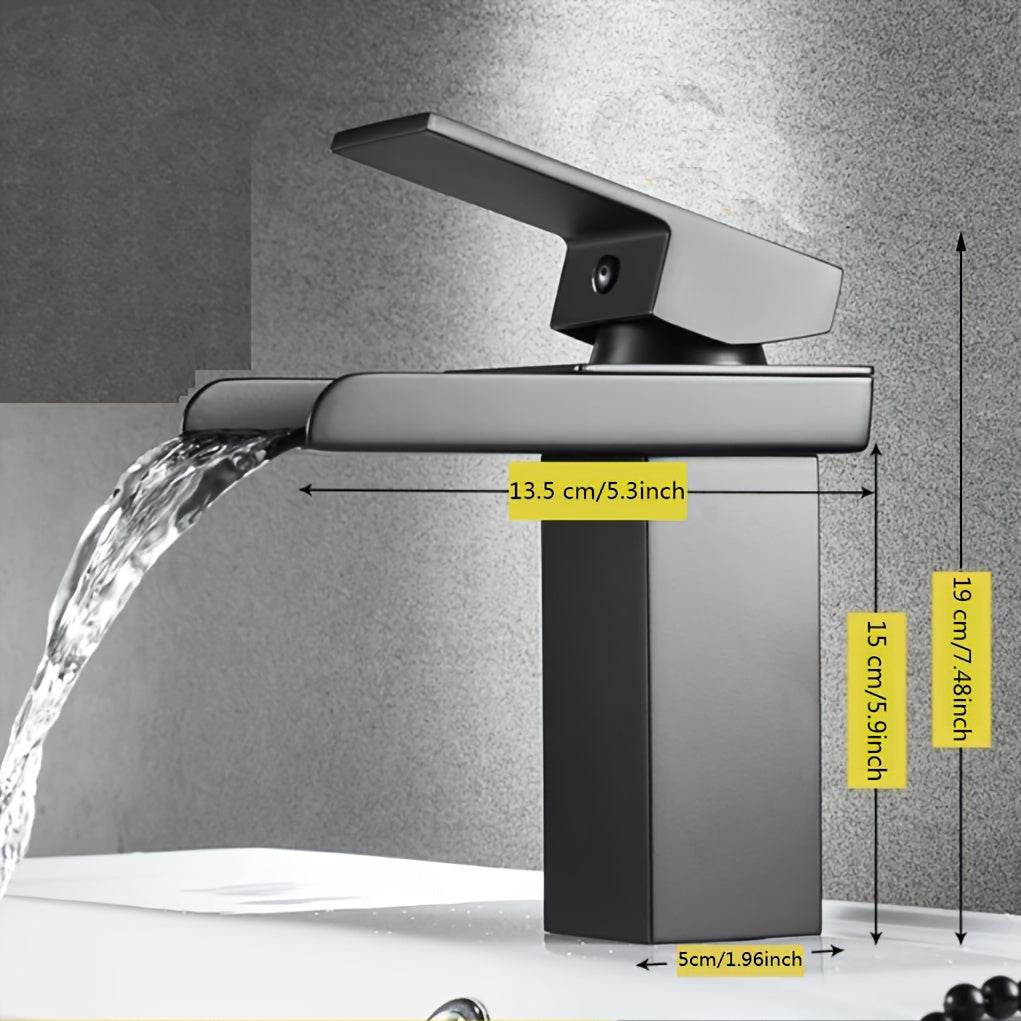 Mitigeur de lavabo cascade carré, chromé ou noir vieilli — vue 7