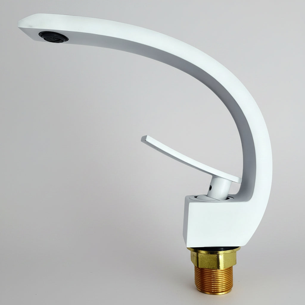 Mitigeur de lavabo en arc design monotrou — Blanc
