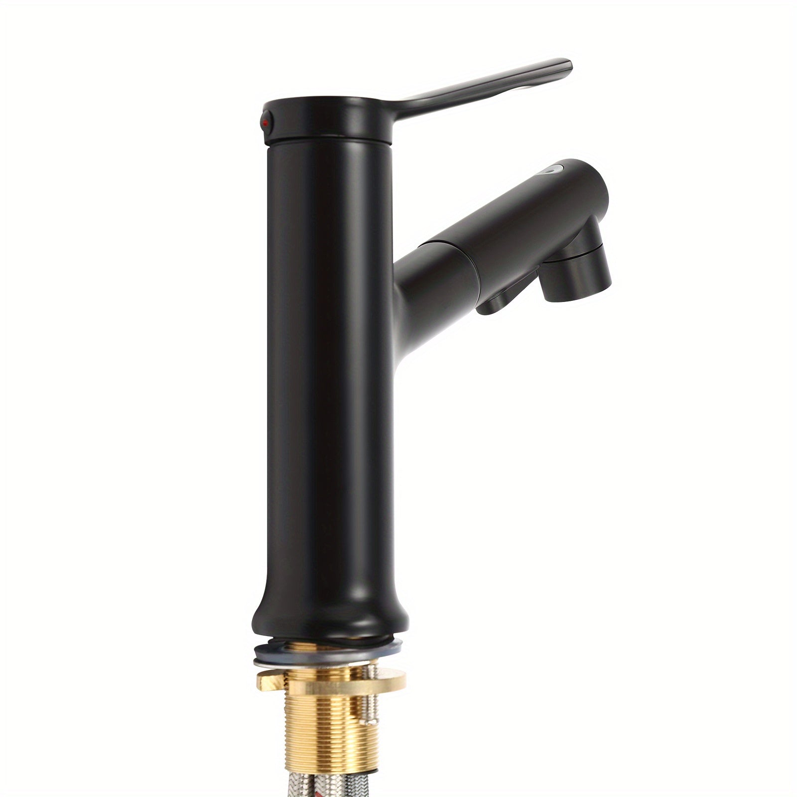 Mitigeur de lavabo noir bas avec douchette extractible de 18 cm — vue 9