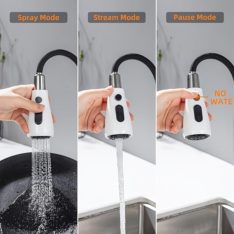 Robinet de cuisine blanc pivotant 360° avec douchette extractible — vue 6