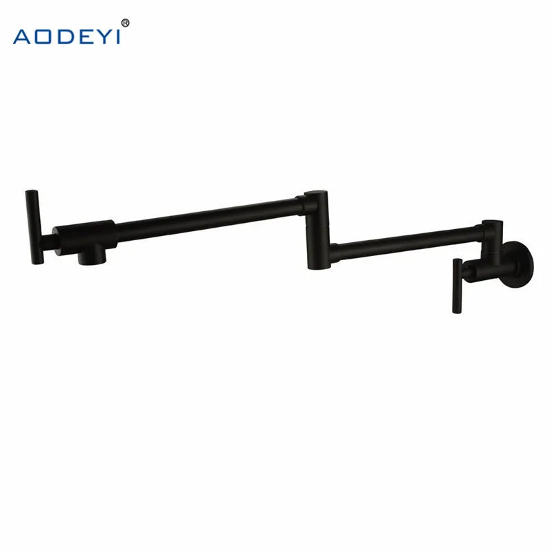 Robinet de cuisine mural pliant eau froide, trois finitions — Noir