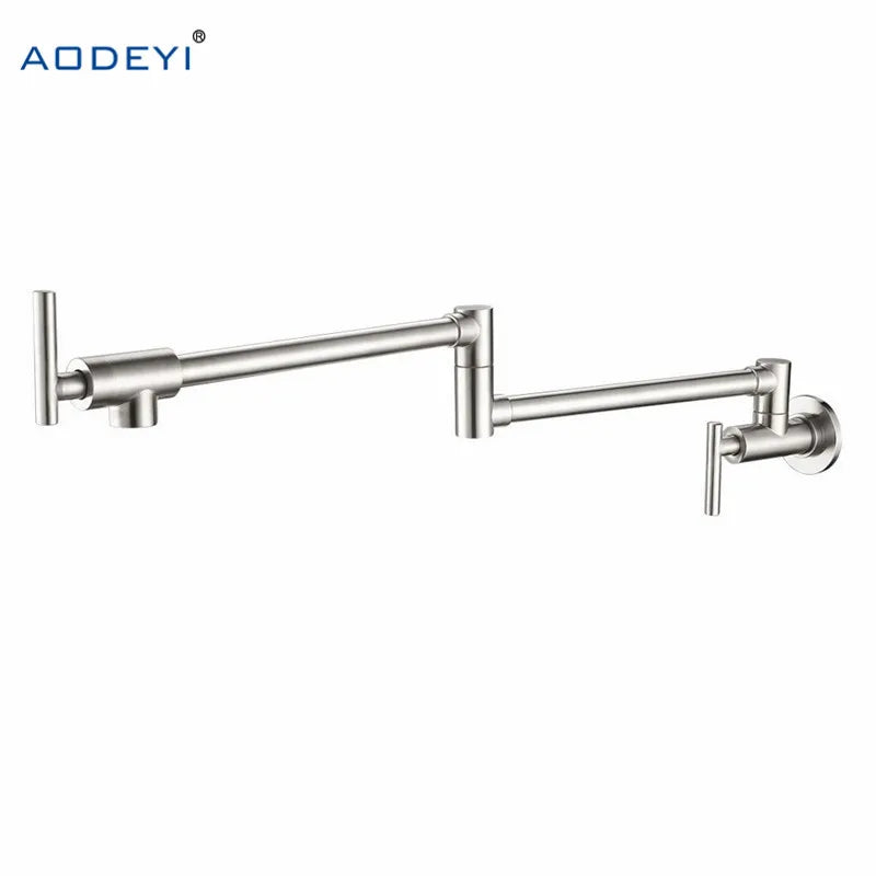 Robinet de cuisine mural pliant eau froide, trois finitions — Chromé