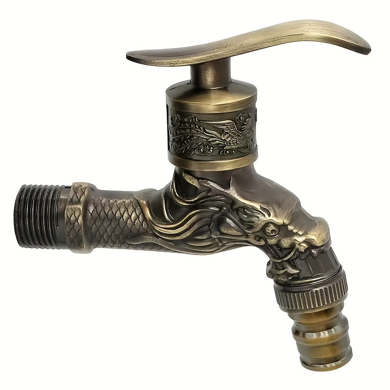 Robinet de jardin en laiton sculpté motif dragon — vue 6